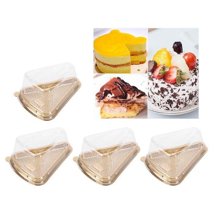 100 Boîtes Triangulaires En Plastique – Pour Parts De Gâteau, Cupcakes, Pâtisseries à Emporter (avec Couvercles)