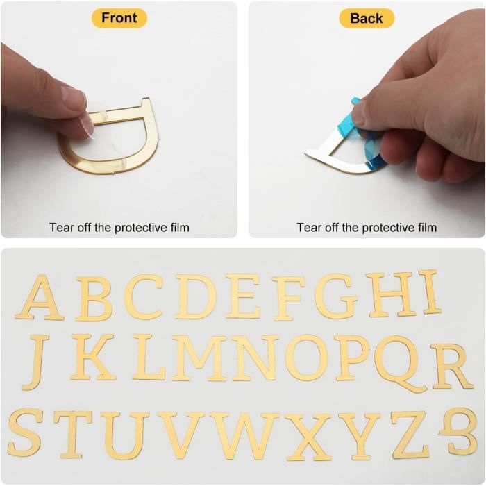 Tolenre 26 A-Z Lettre Gâteau Topper, Acrylique Décoration de Cupcake, Kit Alphabet Gâteau, Lettres pour Gâteau les Lettres pour Gâteaux, Lettres Capitale Alphabet Or en Miroir Décoration