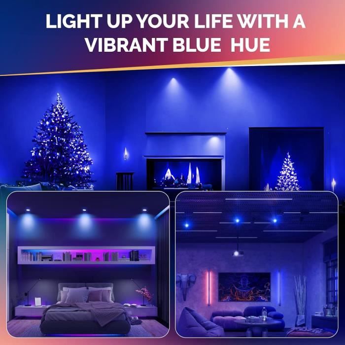 Ampoule LED GU10 Couleur Bleu 5W, MR16 lampe LED Bleue non dimmable