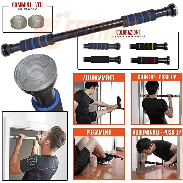 FFitness Barre De Traction 2-Way Pour Porte – Mixte Noir/Gris, Ajustable 60-100 Cm, Supporte 100 Kg