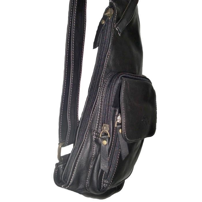 KATANA Grand sac monobretelle toile garni cuir réf 6586 gris (3