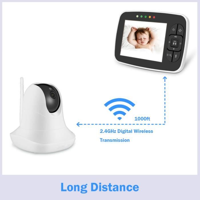 Moniteur vidéo bébé, Babyphone sans Fil 3.5avec Thermomètre - Caméra de  réglage à 360°- Conversation bidirectionnelle - Cdiscount Puériculture &  Eveil bébé