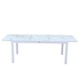 Table de jardin extensible aluminium blanc - ANIA - 180/240cm - 8 fauteuils empilables textilène-3