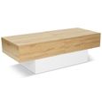 ID MARKET - Table basse coulissante MARTA bois blanc et imitation hêtre-3