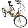Tricycle adulte de vélo à 3 vitesses de 24 "6" avec un panier de magasinage, vélo de croiser avec panier Or-3