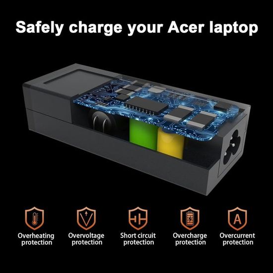 Chargeur 45W Pour Acer Aspire - Compatible Modèles A315-23, A515-45, EX215-22...