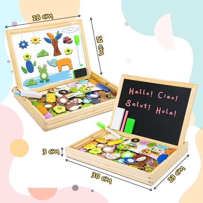 Puzzle Enfant 3 Ans Jouet en Bois Magnétique Jeux Educatif Montessori  Tableau Enfants Double Face Cadeau 90 Pièces - Cdiscount Maison