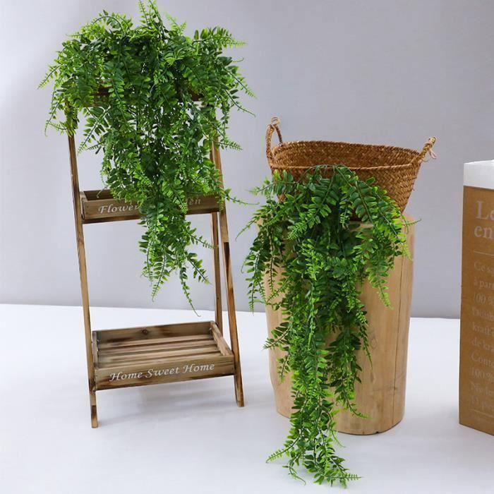 2 Plantes Artificielles Suspendues Type Fougère De Boston - 83 Cm - Fils De Fer Dans Tiges - Pour Intérieur/Extérieur Déco - 2