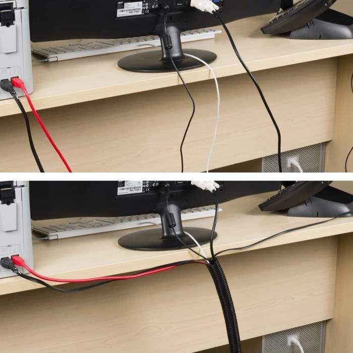 Cable Tidy Tube de gestion de câble organisateur de câbles pour TV, PC et  consoles de jeux 2 mètres de long x 32 mm de diamètre extérieur - Gris