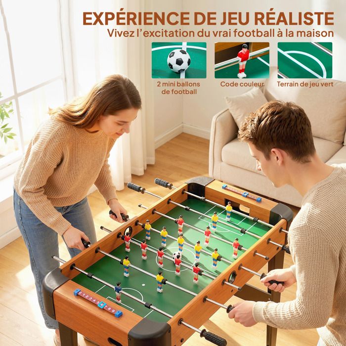 Baby-foot sur pieds - SPORTNOW - 22 joueurs et 2 balles - poignées antidérapantes - bois - 92cm - marron - Jeux - Jouets Baby-foot sur pieds - SPORTNOW - 22 joueurs et 2 balles - poignées antidérapantes - bois - 92cm - marron - Jeux - Jouets