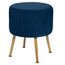 Tabouret Solaro En Velours Moutarde Atmosphera - H 42 Cm - Design Plissé Et Pieds Fer - Décoration Chic