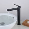 Robinet de salle de bain, robinet de lavabo haut noir, robinet mitigeur en acier inoxydable avec cartouche en céramique-0