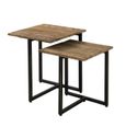 MACABANE ALIDA - Table gigogne carrée 40x40cm plateau teck recyclé pieds métal noir-0