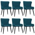 #20368 6 x Chaises de salle à manger Professionnel - Chaise de cuisine Chaise Scandinave - Bleu Velours Parfait-0