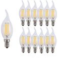 Lot de 12 Ampoules LED Bougie 4W Blanc Chaud 2700k Flame Tip Bright OUGEER - E14 - Non Dimmable-0