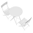 Ensemble table chaise de jardin - YYIXING - Table Ronde dim. Ø60 x 71Hcm+2 chaises pliantes - Blanc - Acier-0