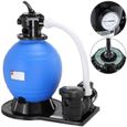 Pompe filtre à sable 15.900 l/h préfiltre 600W IPX5 système de filtration eau piscine nettoyage vanne 6 voies 7 fonctions-0