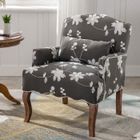 WAHSON OFFICE CHAIRS Wahson Fauteuil Retro en Baroque Canapé 1 Place avec Pieds en Bois, avec accoudoirs et Dossier pour Chambre et Salon, Lin, Gris