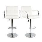 BRAND Lot de 2 Tabouret de Bar - Similicuir Blanc - Réglable Pivotant Bien Rémbourré
