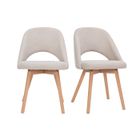 Miliboo - Chaises scandinaves en tissu effet velours texturé beige et bois clair (lot de 2) COSETTE