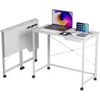 Bureau pliable VIVOLILV - 90x56x76cm - Bureau informatique avec roulettes - Armature en métal blanc