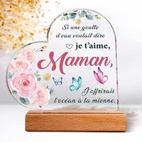 Cadeau Anniversaire Maman, Plaque Acrylique Gravée Cadeau pour Maman, Personnalisé Noël Cadeau de Fête des Mères, Cadeaux