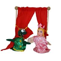 Théâtre de table en bois - La princesse et la grenouille - Pour enfants dès 3 ans - Rouge