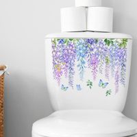 Bouquet de fleurs papillon autocollant mural salle de bain toilette décor à la maison décalcomanie décoration autocollant mural