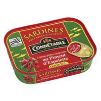 CONNETABLE - Sardines À L'Huile D'Olive Vièrge Extra Et Piment D'Espelette 135G - Lot De 4