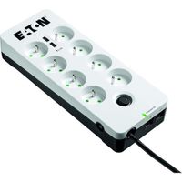 Eaton Multiprise/Parafoudre - Eaton Protection Box 8 Tel USB FR - PB8TUF - 8 prises FR + 1 prise téléphonique + 2 ports USB - Bla