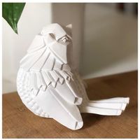 Figurine 3D résine 'Origami' blanc (oiseau) - LES TRESORS DE LILY - A0629 - 10 cm