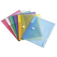 12 Enveloppes Perforées A4 à scratch, couleurs assorties (bleu, jaune, vert, rose, violet, transparent) - TARIFOLD