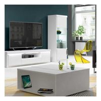 Table basse relevable Blanc laqué/ leds - ESPRIT - L 90 x l 90 x H 41 cm