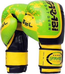 GANTS DE BOXE Gants de Boxe - vert - Farabi Gel Pro - Gants de Kickboxing, Muay Thai, Sparring - Taille 16 OZ