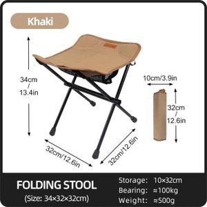 CHAISE DE CAMPING Kaki - PACOONE-Chaise pliante de camping en alliage d'aluminium, Ultralégère, Petite piste de pêche Mazar, Ba
