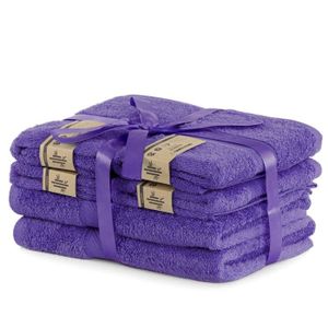 Betz Lot de 10 Serviettes débarbouillettes lavettes Taille 30x30 cm en 100% Coton Premium Couleur Violet et Gris Anthracite 