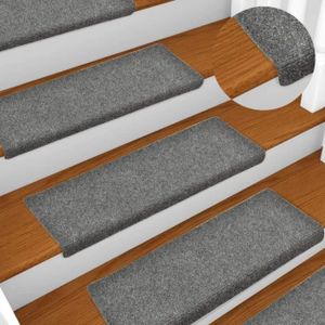 vidaxl tapis d escalier 15 pcs tissu aiguillete 65x25 cm gris cdiscount maison