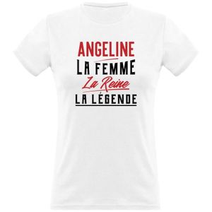 T-SHIRT tee shirt femme humour | Cadeau imprimé en France | 100% coton, 185gr |  angeline la femme la reine la légende