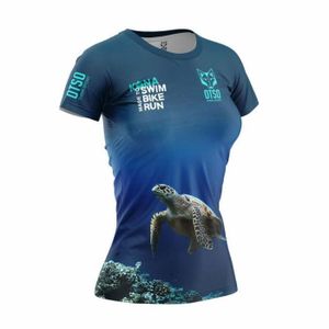 TENUE DE RUNNING T-shirt Running Femme - OTSO Kona - Turtle - Bleu - Manches Courtes