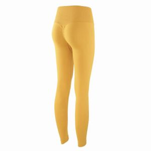 PANTALON DE SPORT Pantalon de sport,Pantalon de Yoga sans couture, Legging de Fitness de sport élastique pour femme, taille haute - Lemon yellow