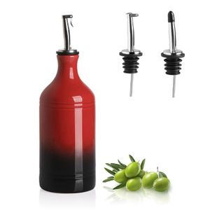 Set 2 Bouteilles Huile Et Vinaigre En Verre Noir 250ml - Bec Verseur Et Entonnoir | Décoration Cuisine