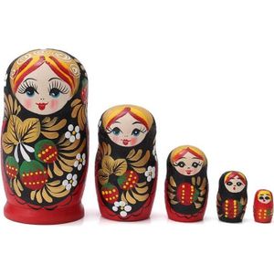 POUPÉE 5PCS Poupées Russes Matriochkas En Bois Peints Manuelles Jouet Cadeau Noël