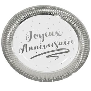 Assiette Blanche Joyeux Anniversaire Cdiscount