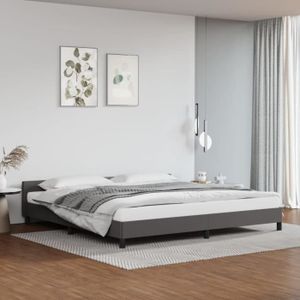 STRUCTURE DE LIT Cadre de lit avec tête de lit en similicuir gris 200x200 cm - FAFEICY