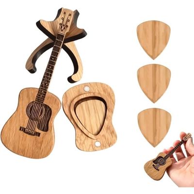 Boite Mediator Kit Médiators Guitare En Bois - Boîte + 3 Médiators
