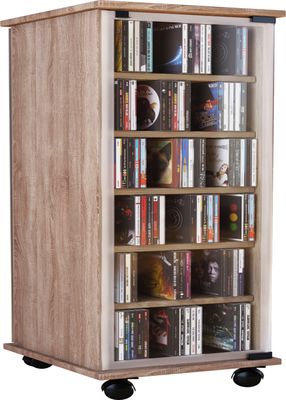 Valenza Tour Rangement Bibliotheque Cd Dvd Rotative 300 Cd Sonoma