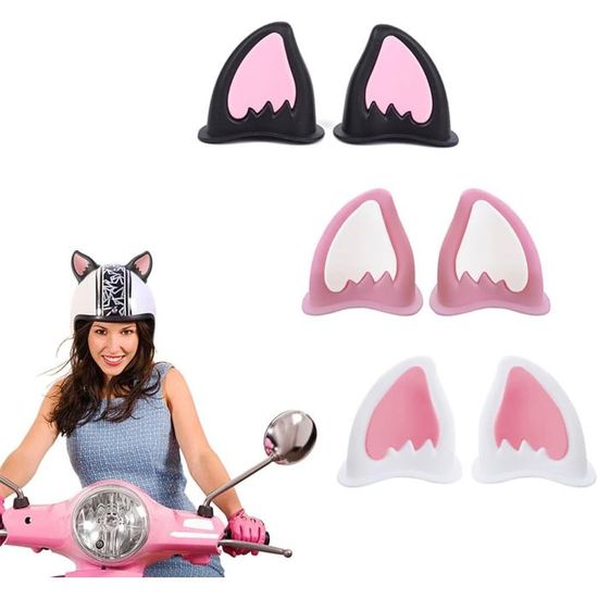 4 Pièces Oreilles De Chat Pour Casque Moto - Décoration Casque TPU Noir Autocollant