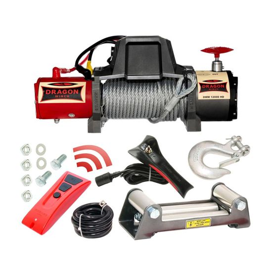 Treuil électrique Dragon Winch 22000 Lbs / 9979 Kg 24V - Câble Acier 31m, Télécommande, Pour Camion 4x4 - 9