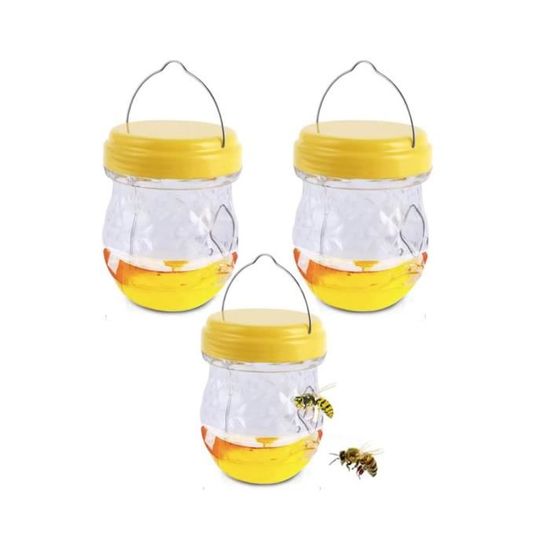 Com-four® 2X Piège à Insectes En Plastique à Suspendre - Piège à Guêpes, Mouches Et Frelons Pour