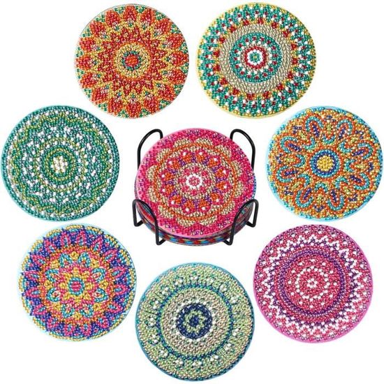 Bellatoi 8 Pcs Diamond Painting Dessous De Verre Fleur - Kit Complet Avec Support - Sous-Verres 5D